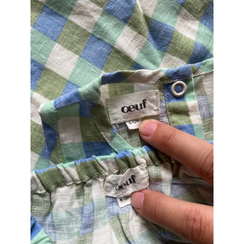 Oeuf Baby Linen Set - Moss/Gingham (6-12M) - Picture 7 of 8